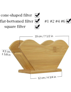 Soporte de Filtro de Café de Bambú Unibene - Organizador Cuadrado 2