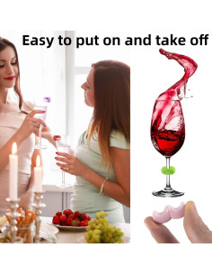 Marcadores de Copas de Vino de Silicona 24 Piezas Coloridos 2