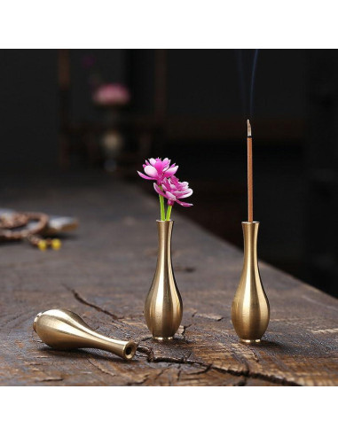4 Soportes de Incienso Mini Jarrón de Latón NOIAFZY 6x2 cm