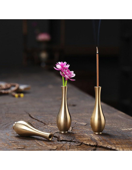 4 Soportes de Incienso Mini Jarrón de Latón NOIAFZY 6x2 cm