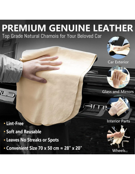 Paño Chamois Airlab 20" x 27.5" Cuero Natural Absorbente