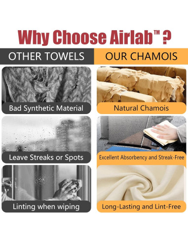 Paño Chamois Airlab 20" x 27.5" Cuero Natural Absorbente