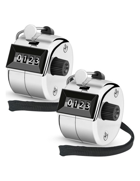 Contador Clicker Manual Nliyeisu 2 Pcs Plata 0-9999