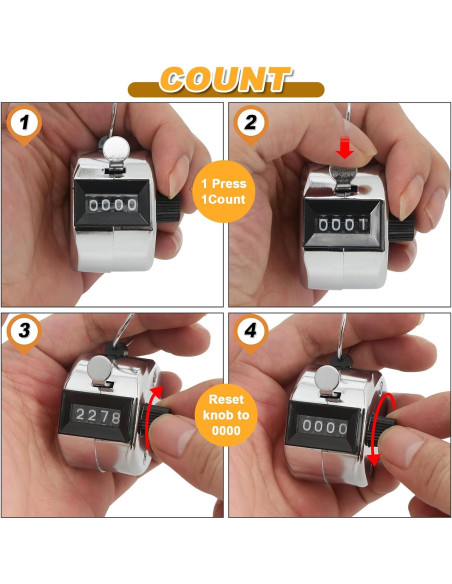 Contador Clicker Manual Nliyeisu 2 Pcs Plata 0-9999