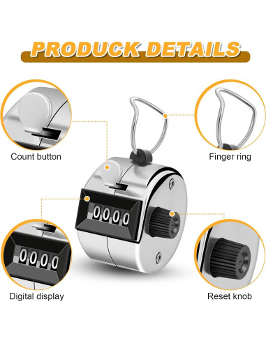 Contador Clicker Manual Nliyeisu 2 Pcs Plata 0-9999