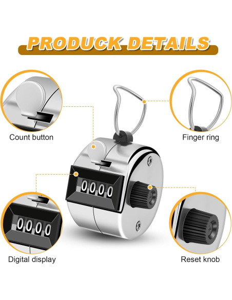 Contador Clicker Manual Nliyeisu 2 Pcs Plata 0-9999