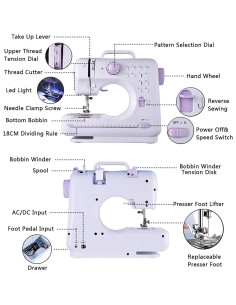 Máquina de Coser Mini 505 con 12 Puntadas y Kit de Accesorios 2