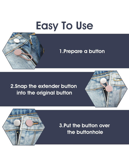 Extensor de Botón para Pantalones Cobee - 12 Piezas, 2 Tamaños