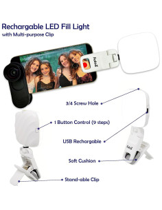 Kit de Lentes FotoZ Pro con Luz LED Recargable para Smartphone 2