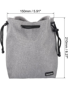 Funda de Lente Suave PATIKIL 15x10 cm Gris con Cuerda 2