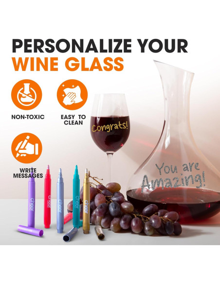 Set de 5 Marcadores Metálicos para Copas de Vino Colección Cheer