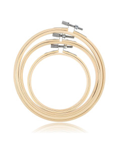 Bewudy Aros de Bordado Redondos de Bambú 3 Piezas 10/13/15 cm