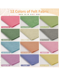 XSEINO 12 Rollos Fieltro Suave 20.5x90cm 1.4mm Serie Morandi 2