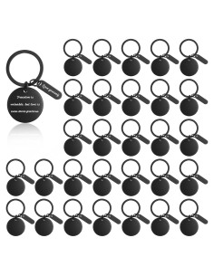30 Llaveros en Blanco Grabables Acero Inoxidable 3cm Negro