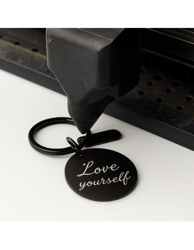 30 Llaveros en Blanco Grabables Acero Inoxidable 3cm Negro