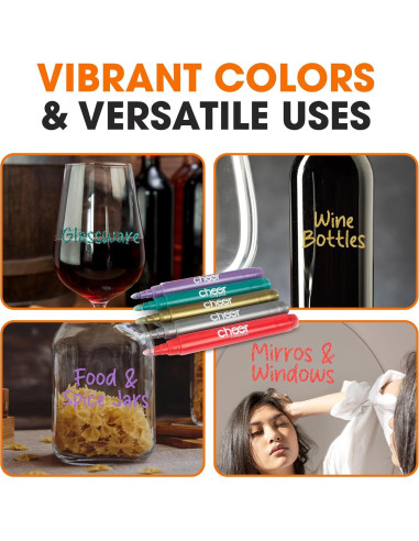 Set de 5 Marcadores Metálicos para Copas de Vino Colección Cheer