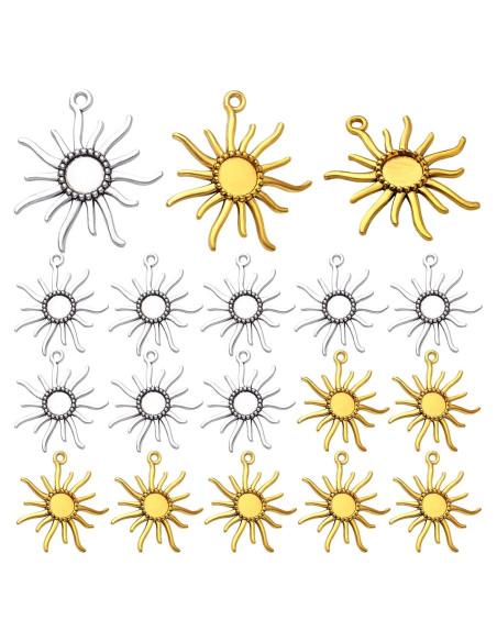 20 Bandejas Redondas Bezel Hmjpng 12mm Oro y Plata para Joyería