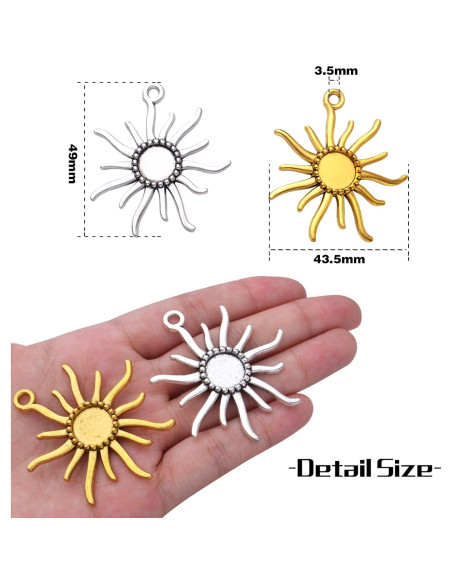 20 Bandejas Redondas Bezel Hmjpng 12mm Oro y Plata para Joyería