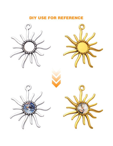 20 Bandejas Redondas Bezel Hmjpng 12mm Oro y Plata para Joyería