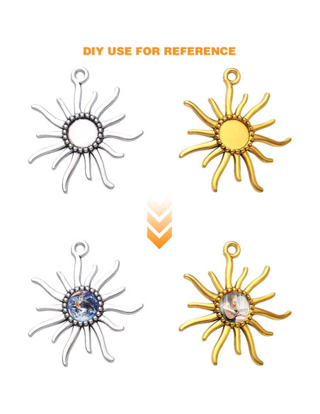 20 Bandejas Redondas Bezel Hmjpng 12mm Oro y Plata para Joyería