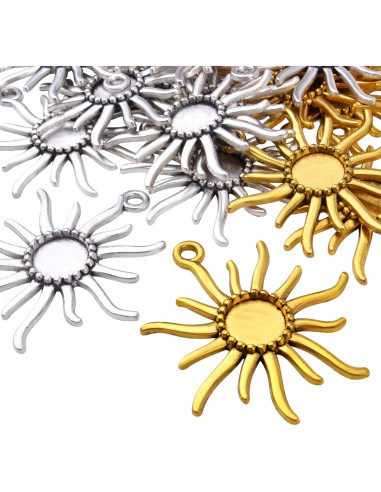 20 Bandejas Redondas Bezel Hmjpng 12mm Oro y Plata para Joyería