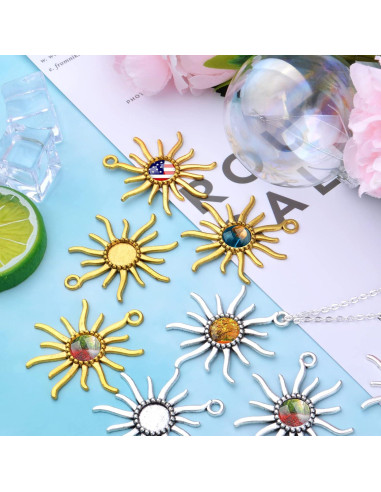 20 Bandejas Redondas Bezel Hmjpng 12mm Oro y Plata para Joyería