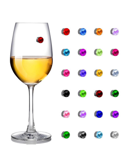 24 Marcadores Magnéticos de Cristal para Copas de Vino Maitys