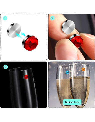 24 Marcadores Magnéticos de Cristal para Copas de Vino Maitys