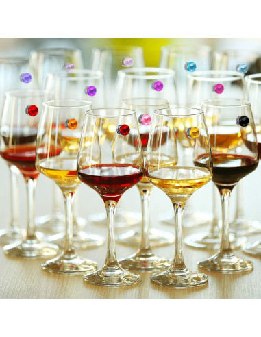 24 Marcadores Magnéticos de Cristal para Copas de Vino Maitys