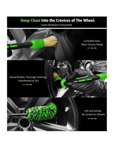 Kit de Cepillos Limpiadores de Ruedas YeewayVeh - 3 Paquetes