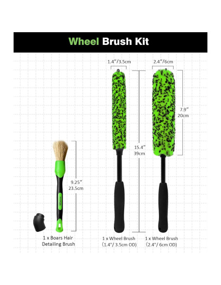 Kit de Cepillos Limpiadores de Ruedas YeewayVeh - 3 Paquetes