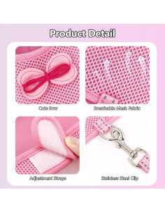 Arnés y Correa para Conejos AIITLE Rosa S - Transpirable y Ajustable 2