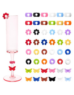 48 Marcadores de Copas de Vino Silicona Lusofie Reutilizables