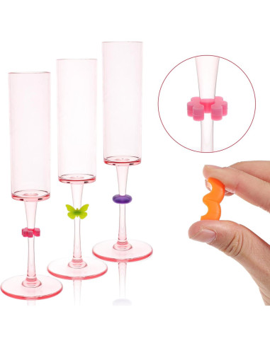 48 Marcadores de Copas de Vino Silicona Lusofie Reutilizables