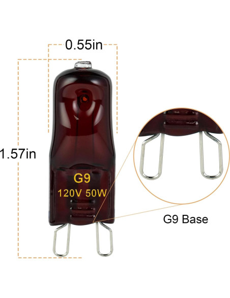 Bombillas de Calor G9 Halógenas 50W para Reptiles - Paquete de 2