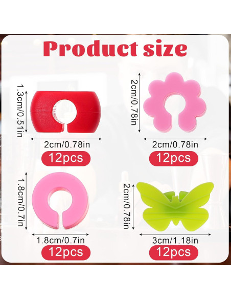 48 Marcadores de Copas de Vino Silicona Lusofie Reutilizables