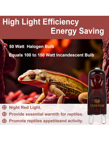 Bombillas de Calor G9 Halógenas 50W para Reptiles - Paquete de 2
