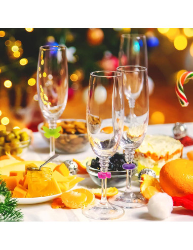 48 Marcadores de Copas de Vino Silicona Lusofie Reutilizables