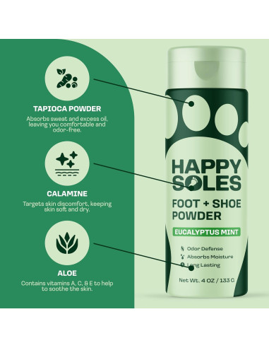 Polvo para pies Happy Soles Menta de Eucalipto 113g