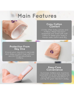 Mitones Antirrasguños Gummee Rosa para Bebés 2