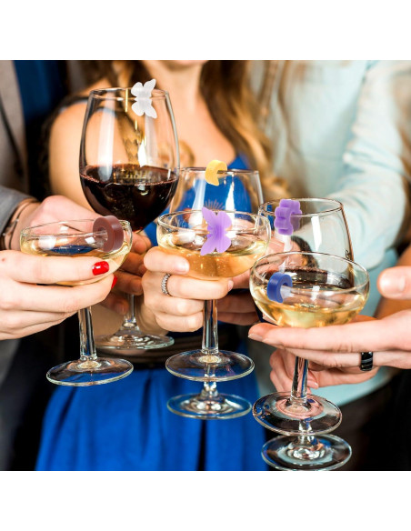 48 Marcadores de Copas de Vino Silicona Lusofie Reutilizables