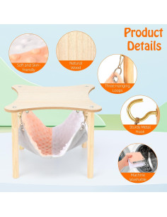 Hamaca para Cobayas YUEPET con Soporte y Plataforma Ajustable 2
