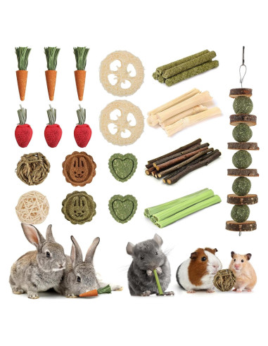 40 Juguetes Naturales para Conejos Kagoty - Cuidado Dental