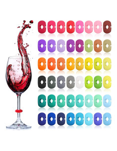 48 Marcadores de Silicona para Copas de Vino Zonon - Colores Variados