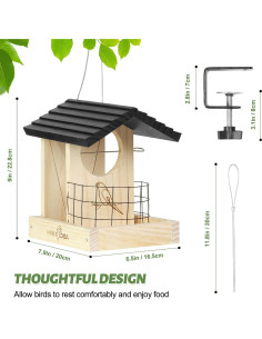 Comedero de Aves MIXXIDEA de Madera para Barandilla 1.47kg 2