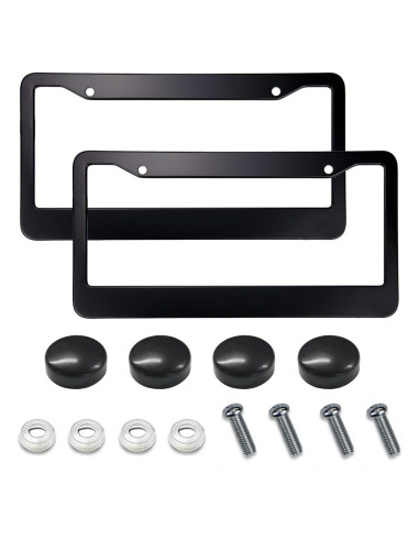 2 Marcos de Placas de Licencia ZIMISI Acero Inoxidable Negro