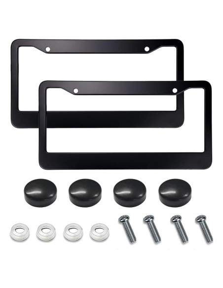 2 Marcos de Placas de Licencia ZIMISI Acero Inoxidable Negro