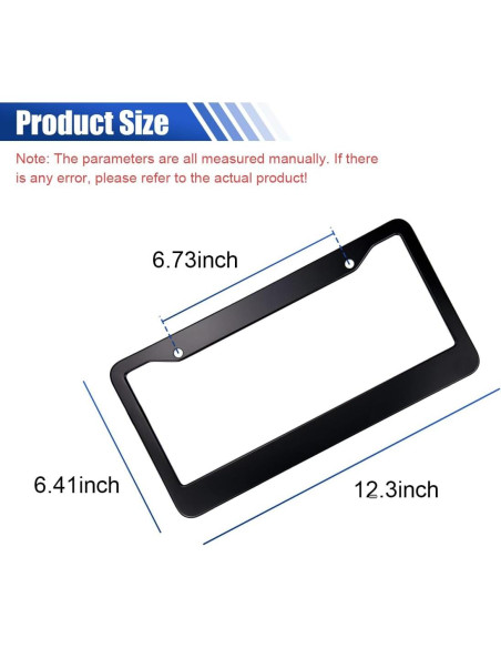 2 Marcos de Placas de Licencia ZIMISI Acero Inoxidable Negro