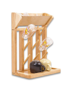 Soporte Vertical para Secar Botellas Nabytok Madera Caucho 9 Ganchos