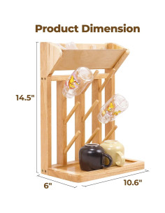 Soporte Vertical para Secar Botellas Nabytok Madera Caucho 9 Ganchos 2